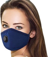 Perfect fit mondmasker / mondkapje herbruikbaar - blauw - met ademventiel