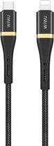 WIWU - USB-C naar Lightning kabel - Snellader 2.4A - Nylon - 1.2 meter - Zwart
