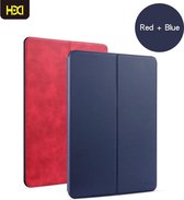 HDD Luxe/Hoesje/Smartcover/Auto Wake Functie/ 2 kleuren in 1 hoesje/ Donkerblauw + Rood geschikt voor Apple iPad MINI 4/5 MET GLASFOLIE/TEMPERED GLASS