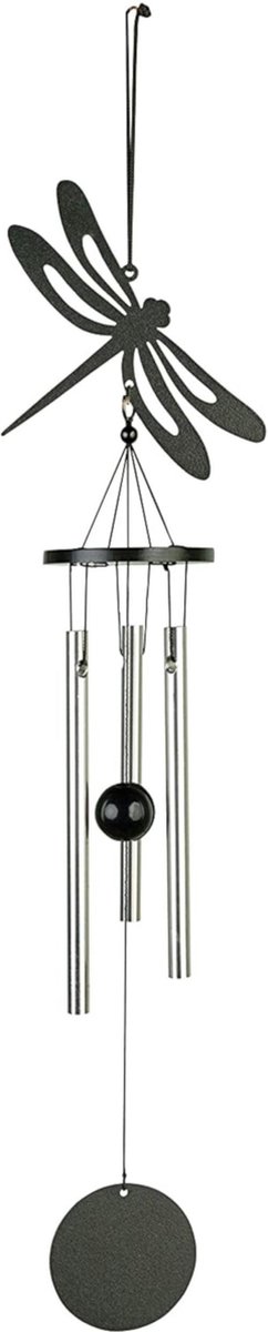 Windgong - Outdoor - Windmobiel - Windorgel - Libelle - 35cm - Staal - Zwart - Zilver
