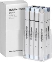 Stylefile Marker Brush 12er Set Cool Grey