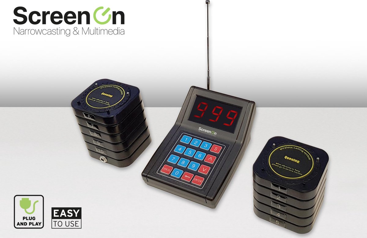 Draadloos Horeca - Restaurant oproepsysteem/ Set van 20 portable buzzer&vibration receivers inclusief oplader