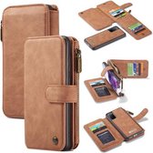 caseme - Hoesje geschikt voor Samsung Galaxy S20 - wallet book case met ritssluiting - bruin
