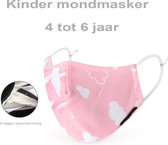 Perfect fit  PM 2.5 kinder  gezichtsmasker   wasbaar mondmasker - roze wolkjes