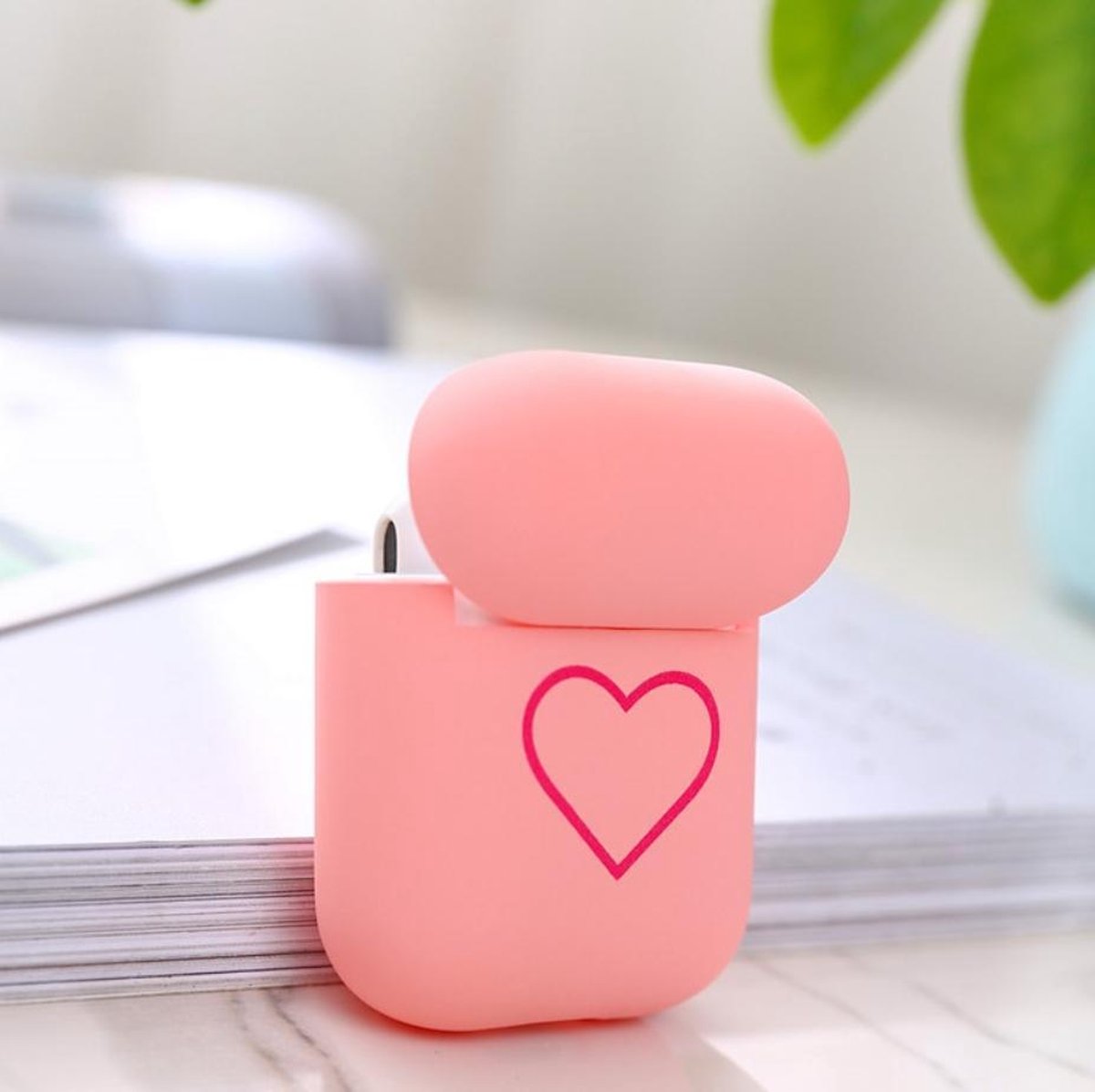 AirPods 2 hoesje roze hartje – stevig, schokbestendig, draadloos opladen, ook voor AirPods 1 case - Afbeelding 4