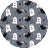 Mat, Vloermat, Vloerkleed, Tapijt, Kind - Kinderkamer Dogs Heart - Rond - Wasbaar - Antislip - 150 x 150 cm