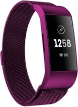 geschikt voor Fitbit geschikt voor Fitbit Charge 4 Milanese band - paars - Large