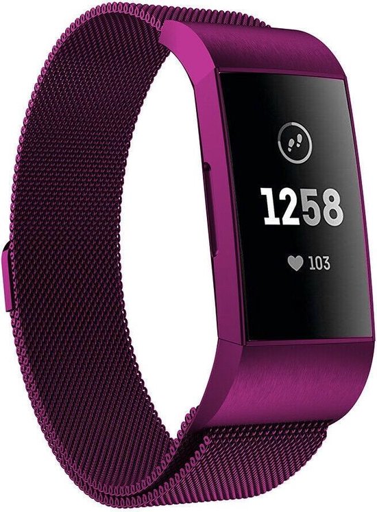 Fitbit Charge 4 Milanese band - paars - Large | bol.com