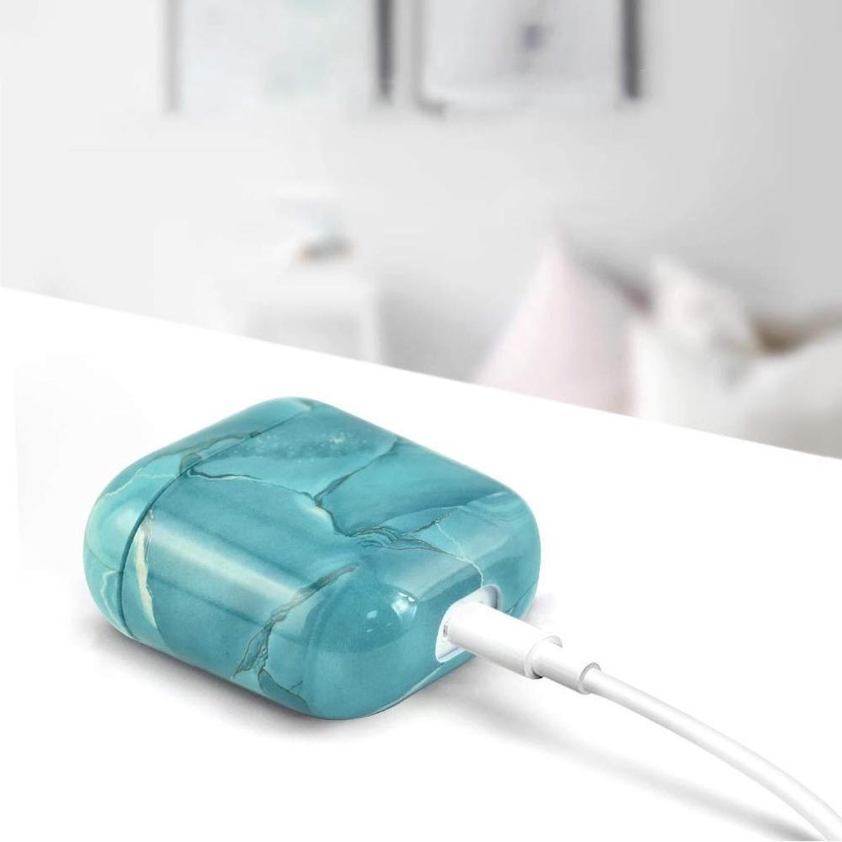 AirPods 2 Hoesje Marmer Groen - Stevig Schokbestendig AirPods 1 Case Bescherming Draadloos Opladen - Afbeelding 5