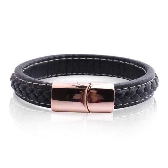 Armband Heren - Armband Mannen - Armband Dames - Heren Armband - Armband - Leer met Goudkleurige Schakel - Leron