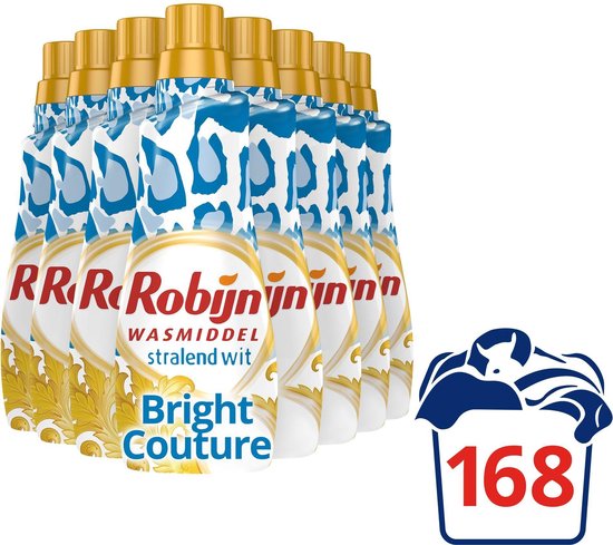 Robijn Klein & Krachtig Stralend Wit Bright Couture Vloeibaar Wasmiddel - 8 x 21 wasbeurten - Voordeelverpakking