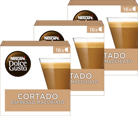 Nescafé Dolce Gusto capsules Cortado Espresso Macchiato - 48 koffiecups - geschikt voor 24 koppen koffie Nescafé Dolce Gusto capsules Cortado Espresso Macchiato - 48 koffiecups - geschikt voor 24 koppen koffie