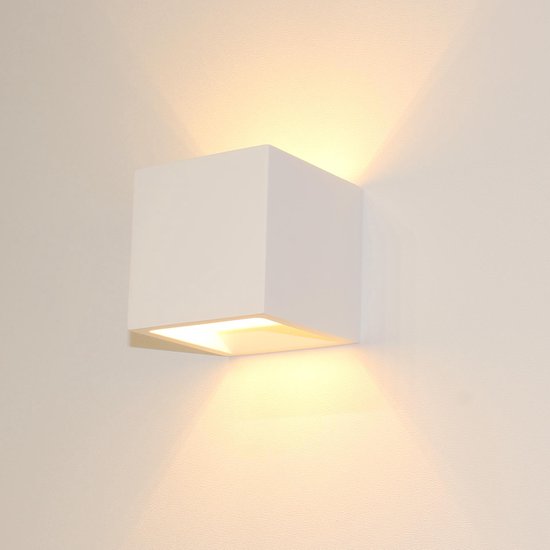 Artdelight - Wandlamp Plaster Vierkant - Wit - LED 3,5W 2700K - IP20 -  Dimbaar | bol.com