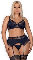 Obsessive  Drimera jarretelsetje - blauw XXL