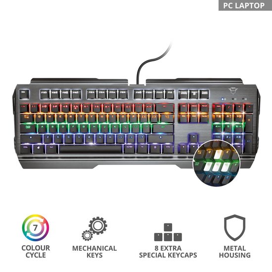 Trust Clavier Mécanique De Jeu GXT 863 MAZZ RGB Noir