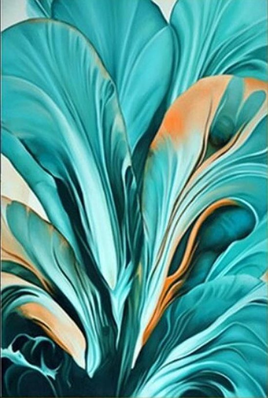 Peinture sur toile * Feuilles de Ressorts * - Affiche d'art - Abstrait - couleur - 50 x 70 cm