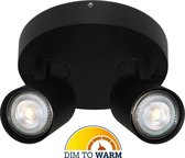 Artdelight - Plafondlamp Vivaro 2L Rond - Zwart - 2x LED 4,9W 2200K-2700K - IP20 - Dim To Warm >  spots | spotjes | spotjes plafondlamp | opbouwspot led | spots verlichting led | plafonniere 