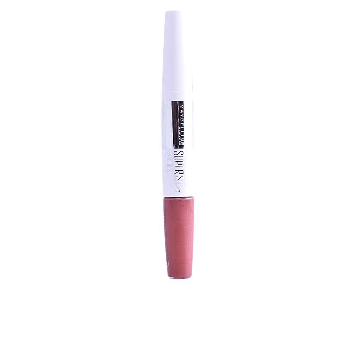 Maybelline Superstay 24 uur, met een oranje-rode dop en een witte pen.