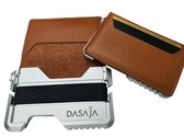 Dasaja - RFID Portemonnee Heren - Echt leer - Pasjeshouder –  Kaarthouder Pasjes  - In geschenkverpakking - Aluminium - Zilver