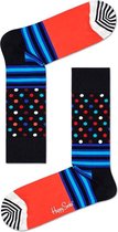 Happy Socks Stripes and Dots Socks Zwart/Orange, Maat 41/46