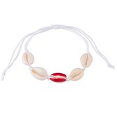 Fako Bijoux® - Bracelet Coquillage - Coquillages - Blanc - 1x Rouge