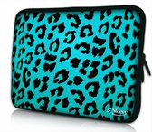 Sleevy 15.6 laptophoes blauwe panterprint - laptop sleeve - laptopcover - Sleevy Collectie 250+ designs
