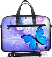 Laptoptas 15,6 inch / schoudertas blauwe vlinder - Sleevy - laptoptas - schooltas