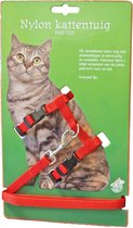 Gebr. de Boon Kattentuigje - Kattentuig met lijn - Tuig kat met lijn - Tuig kat - kattenlijn - Nylon - Rood