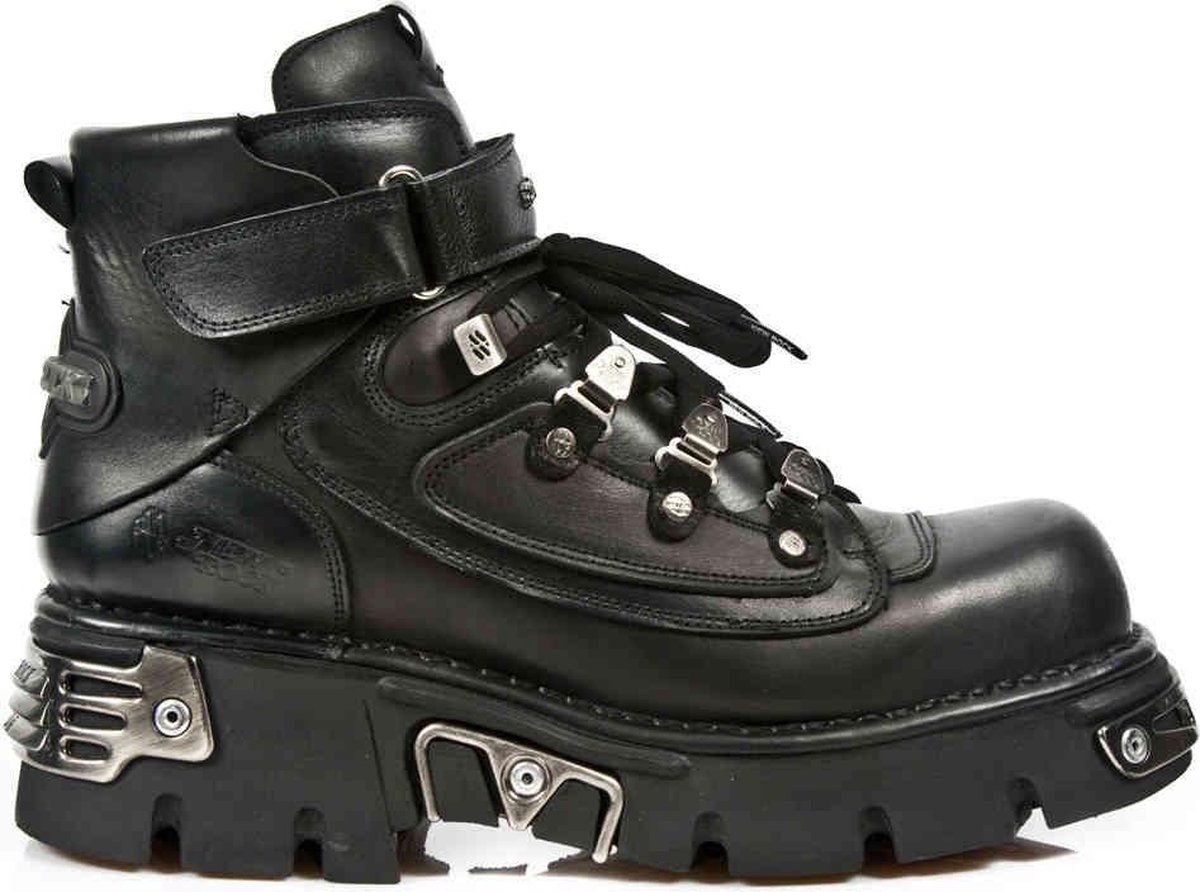 Newrock New Rock M654S1 Enkellaars 45 Shoes Zwart Zilverkleurig