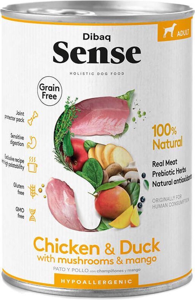 Dibaq Sense Dibaq Sense Holistische hondenvoeding met kip en eend - tray 12 stuks