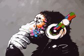 BANKSY DJ Monkey Thinker with Headphones Canvas Print