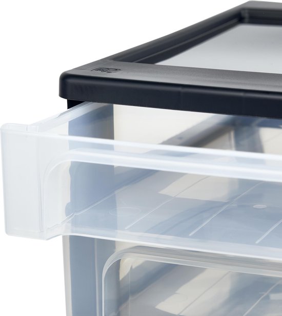 IRIS Organizer Chest ladesysteem A4 8 kleine lades 8 x 4L Kunststof Zwart/Transparant