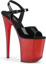 Pleaser Sandaal met enkelband, Paaldans schoenen -36 Shoes- FLAMINGO-809T Paaldans schoenen Zwart/Rood