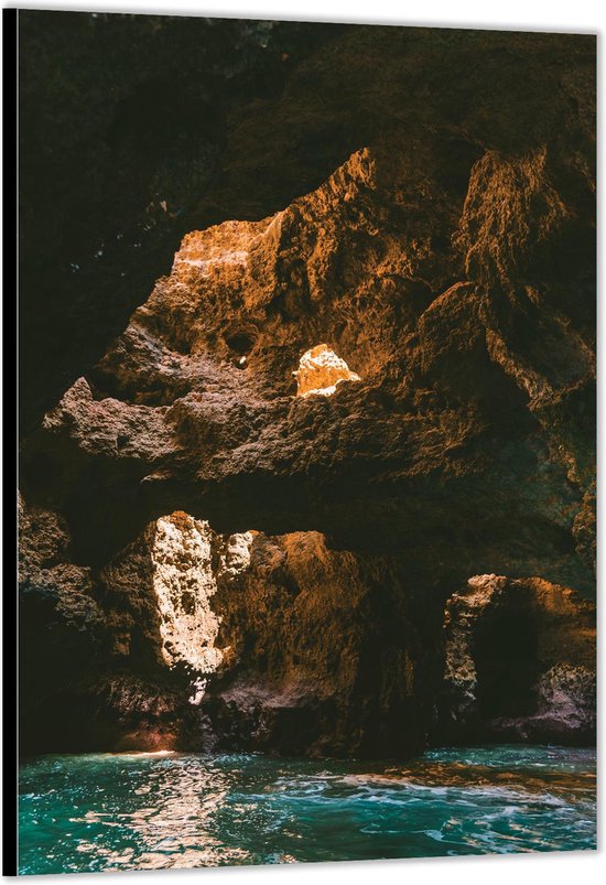 Dibond –Grot met Water en Licht– 80x120cm Foto op Aluminium (Wanddecoratie van metaal)