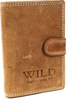 Wild Leather Only !!! Credit-card houder mini  Buffel-Leer - (RS-5004-78) - lichtbruin -