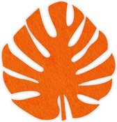 Monstera blad vilt onderzetter - Oranje - 6 stuks - Ø 9,5 cm Rond - Glas onderzetter - Cadeau - Woondecoratie - Woonkamer - Tafelbescherming - Onderzetters Voor Glazen - Keukenbeno