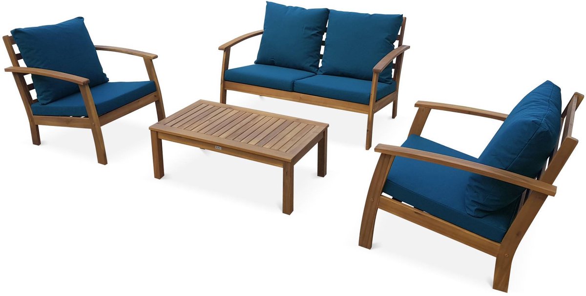 sweeek - Houten loungeset, ushuaïa, 4 zitplaatsen