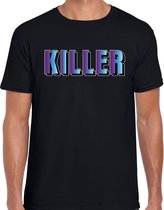 Killer t-shirt zwart met paarse/blauwe letters voor heren S