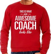 Awesome Coach - geweldige trainer cadeau sweater rood heren - bedankje / verjaardag cadeau L