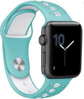 Horloge bandje voor de Apple watch 1, 2, 3 en 4 mint wit - maat: m - verstelbaar sportbandje - sportief siliconen polsbandje – stabiele druksluiting - polsband - activity tracker b