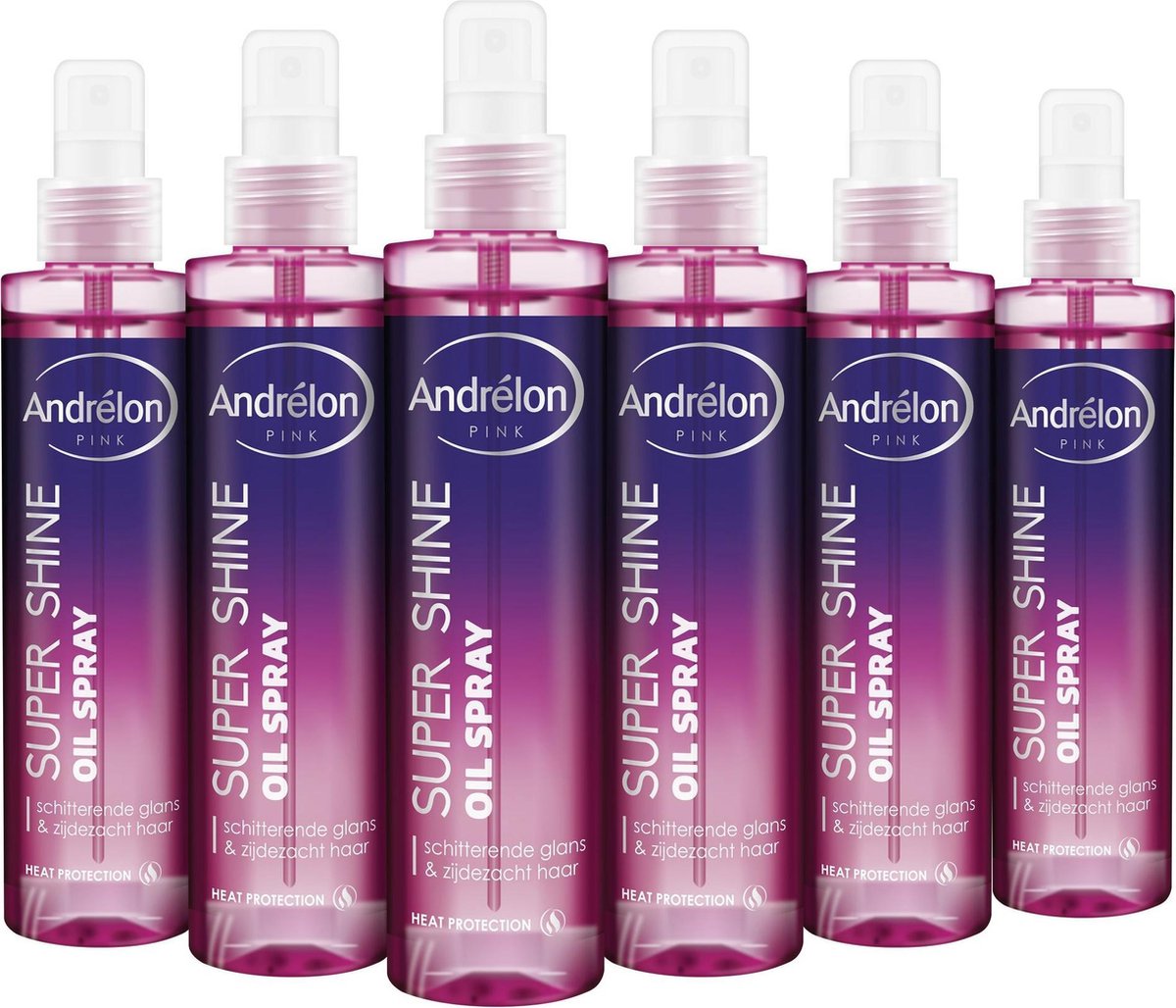 Andrélon Pink Super Shine Oil Haarspray - 6 x 200 ml - Voordeelverpakking |  bol