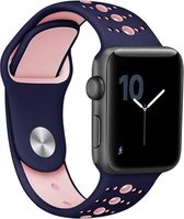 Horloge bandje voor de Apple watch 1, 2, 3 en 4 blauw roze - maat: m - verstelbaar sportbandje - sportief siliconen polsbandje – stabiele druksluiting - polsband - activity tracker bandje - Stijlvol wearablebandje - bestand tegen water, olie, vetten