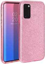 HB Hoesje Geschikt voor Samsung Galaxy A41 Roze - Glitter Back Cover