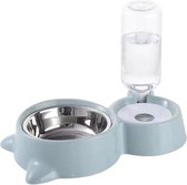 Voerbak en automatische water dispenser voor kat of kleine hond - blauw