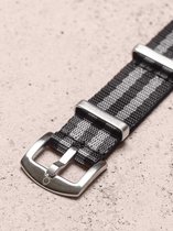 Premium Seatbelt NATO strap grijs/zwart James Bond – Nylon horlogeband – 20mm