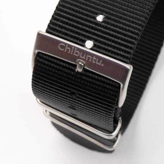 Chibuntu® horloge band - Nato Strap - Zwart - 22 mm