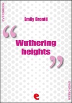 Wuthering Heights door Emily Brontë, met citaattekens op een witte achtergrond met stippen.