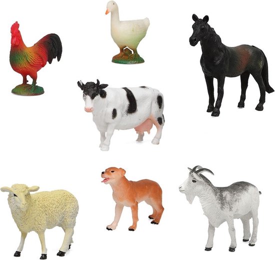 7x Plastic boerderij dieren speelgoed figuren 9 cm voor kinderen -  Speelgoeddieren -... | bol.com