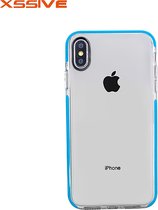 Xssive Soft Back Cover Transparant met Blauwe Rand voor Apple iPhone X -  iPhone XS