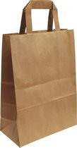 Papierendraagtas / goodie bag / shopping bag / giftbag bruin 22x10x28cm met vlakke handgreep, per 250 stuks